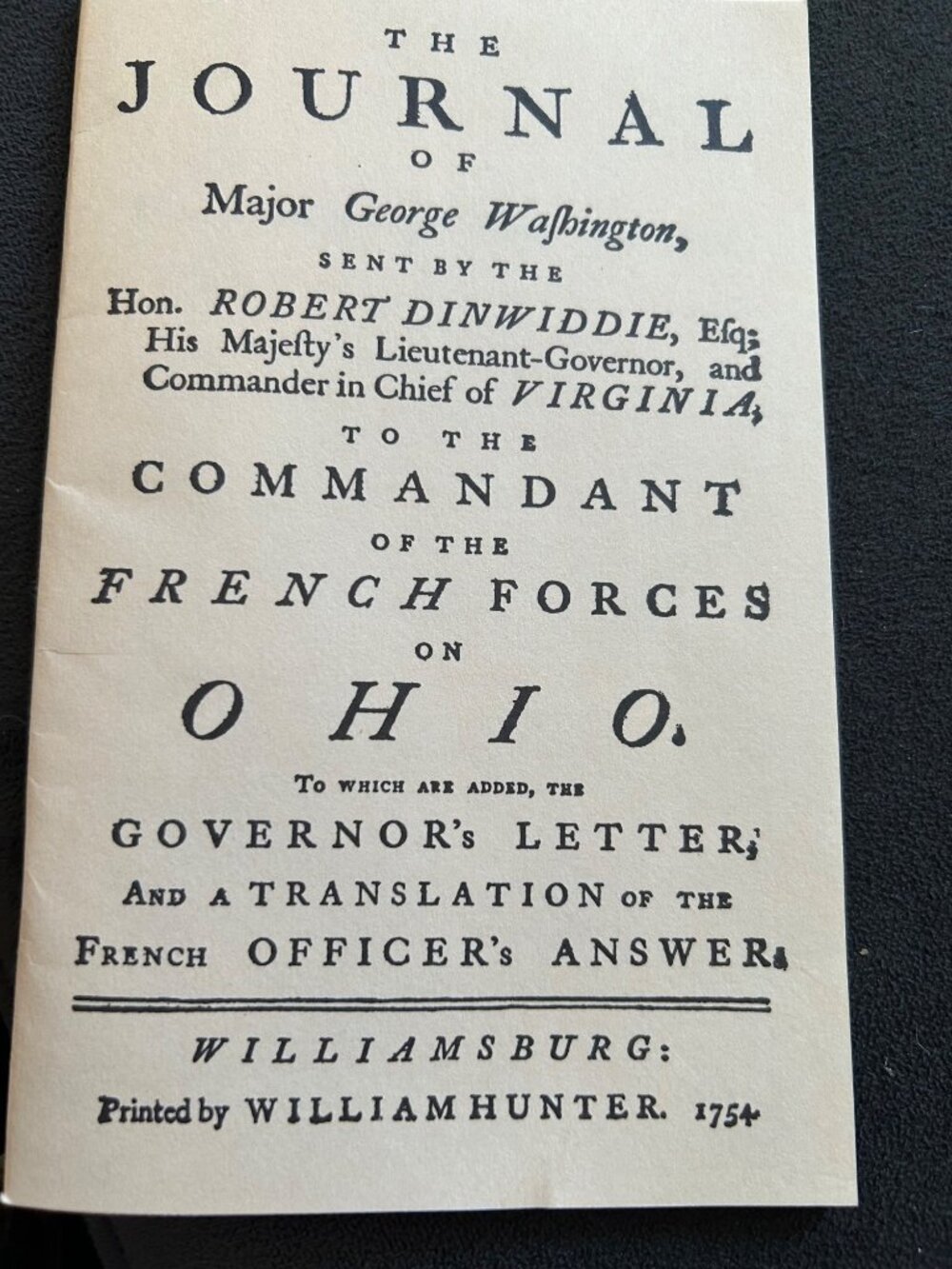 The Journal Of Major George Washington 1754 Williamsburg Reprint Vintage